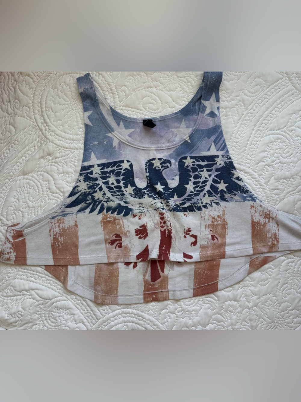 Windsor American Flag Eagle Print Crop Tank Top